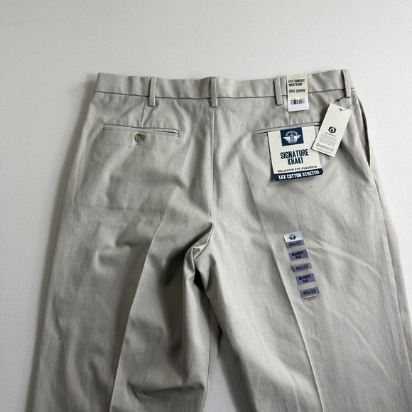 Dockers Men's Relaxed Fit Signature Khaki Lux Cotton Pleated Beige Casual 40x32 - Picture 4 of 7